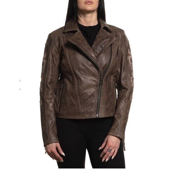 Affliction Willow Jacket (Limited Edition) Embossed Leather with Fringe Sz S NWT - Picture 2 of 10